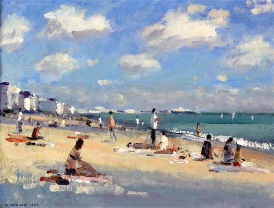 Ronald Morgan (1936-) Brighton Beach 22 x 29cm.
